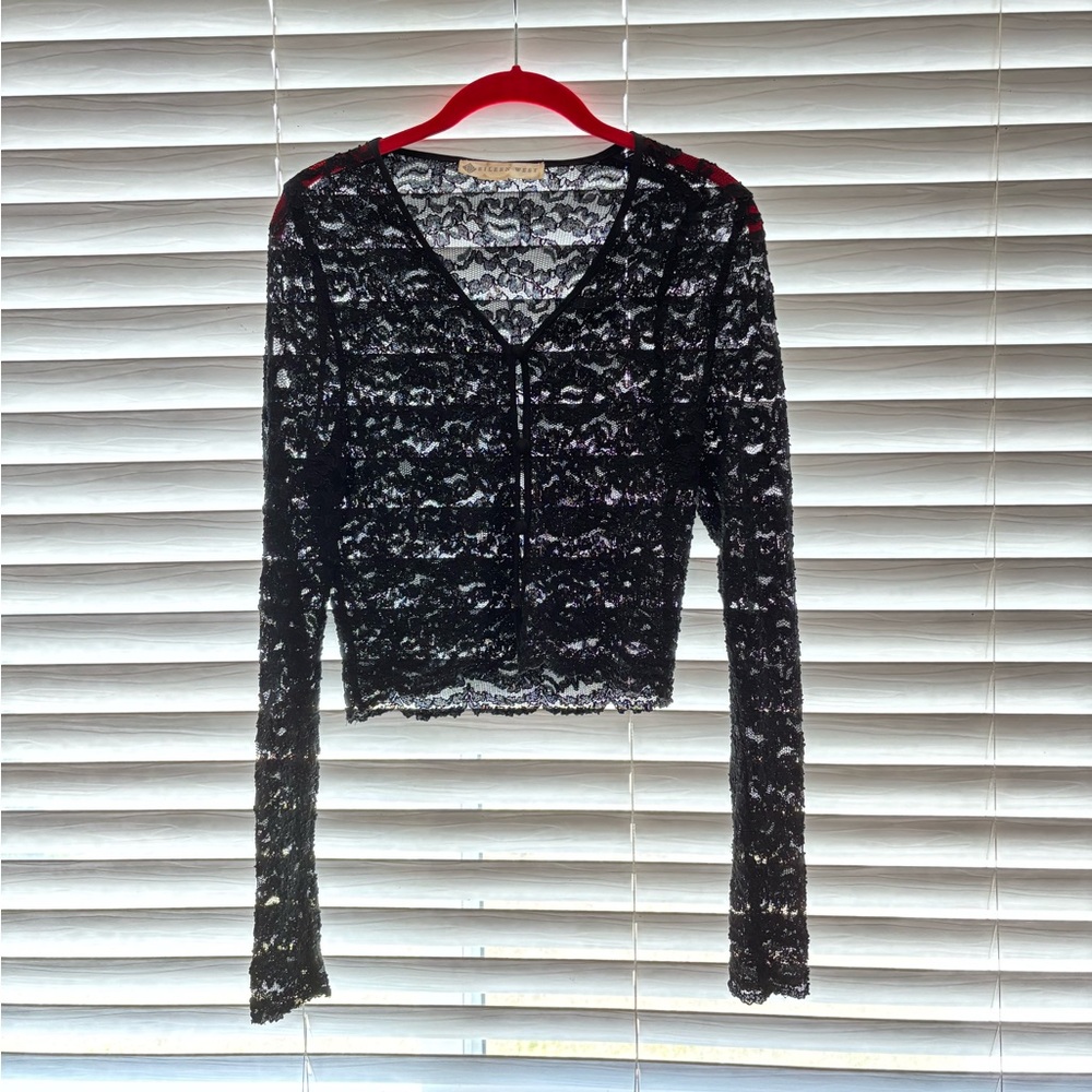 Eileen West Sheer Lace Whimsigoth Button Up Cardigan Layer 90s
